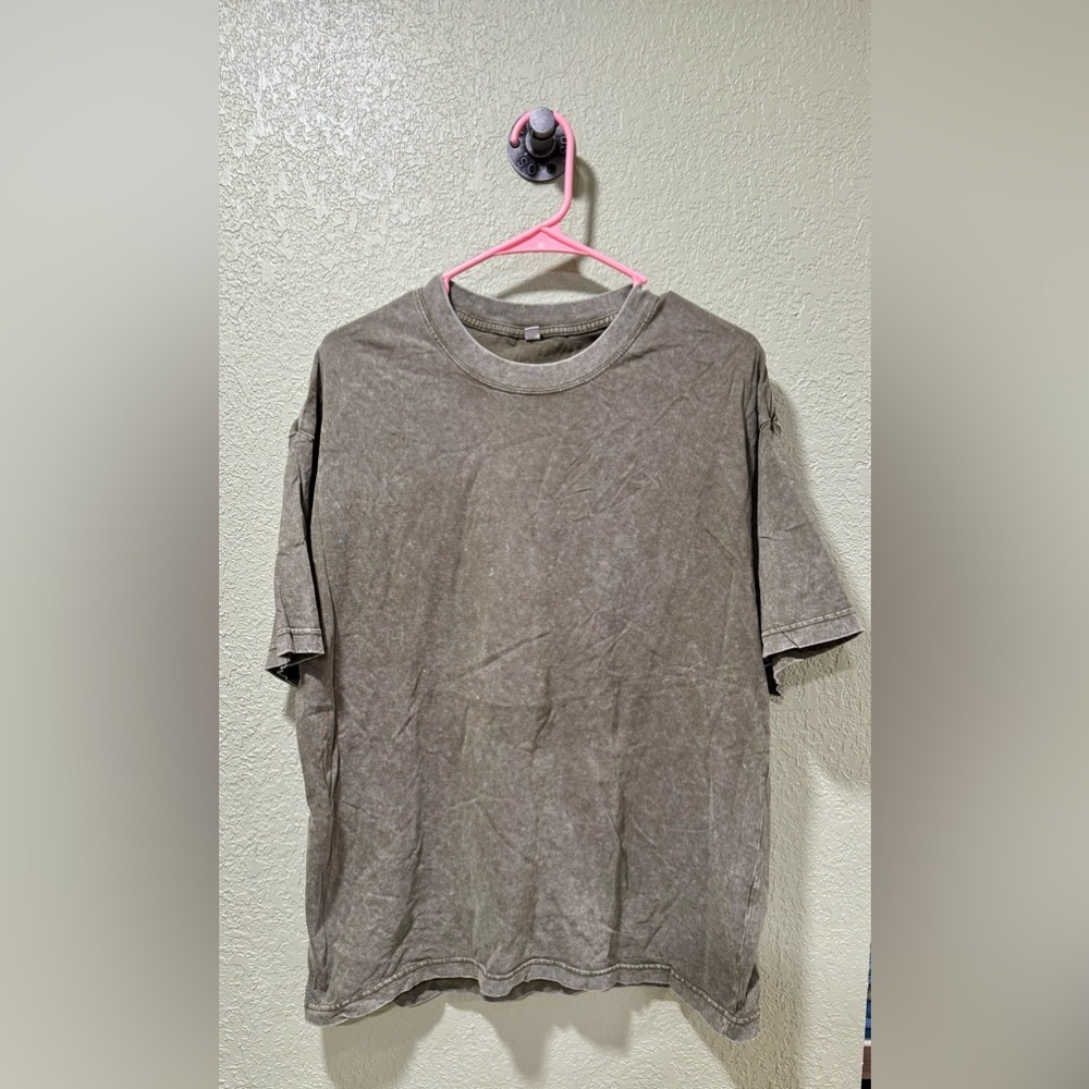 Women's Dark Green Acid Wash Over Sized T-Shirt
